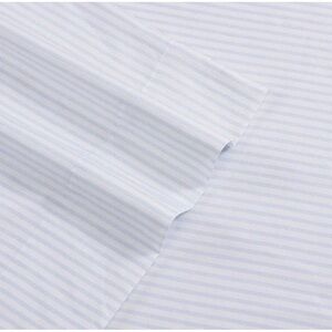 Laura Ashley ~ Queen Ramona Blue/White Stripe 300TC Soft Cotton ~ 4 Pc Sheet Set
